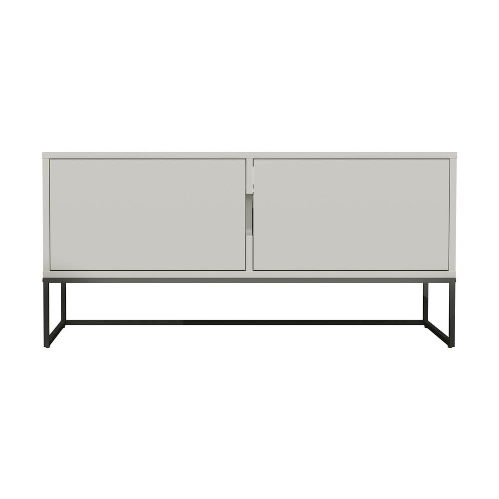 Biely dvojdverový TV stolík s kovovými nohami v čiernej farbe Tenzo Lipp, šírka 118 cm - Bonami.sk