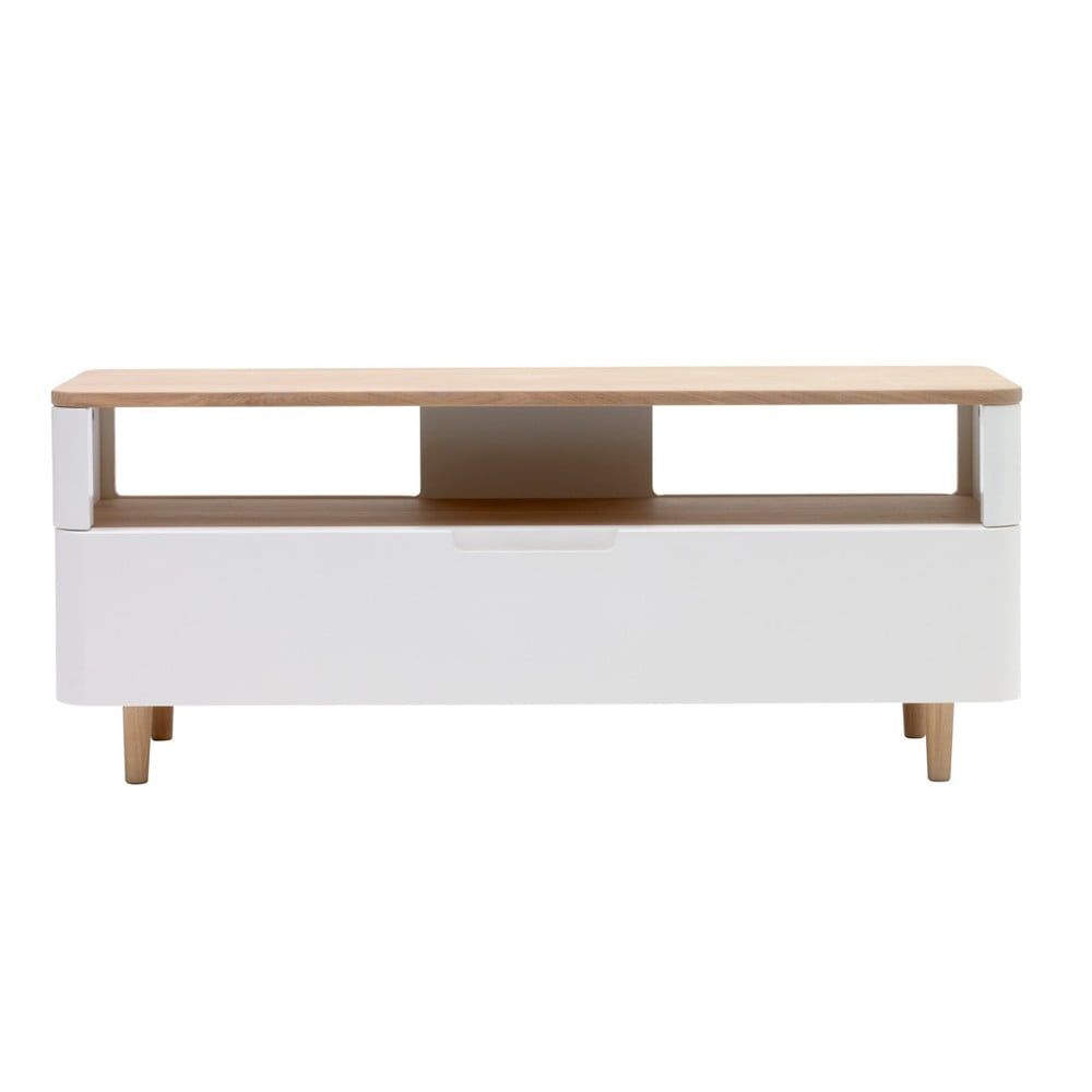 TV stolík z dreva bieleho duba Unique Furniture Amalfi - Bonami.sk