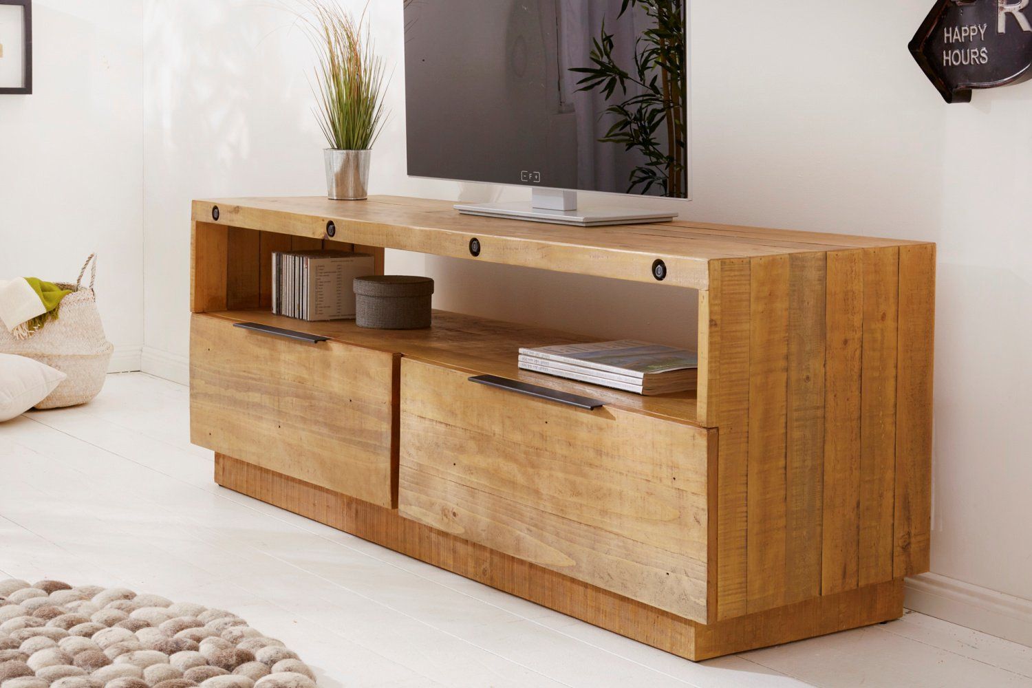 LuxD Dizajnový TV stolík Harlow 150 cm prírodný - borovica - ESTILOFINA.SK