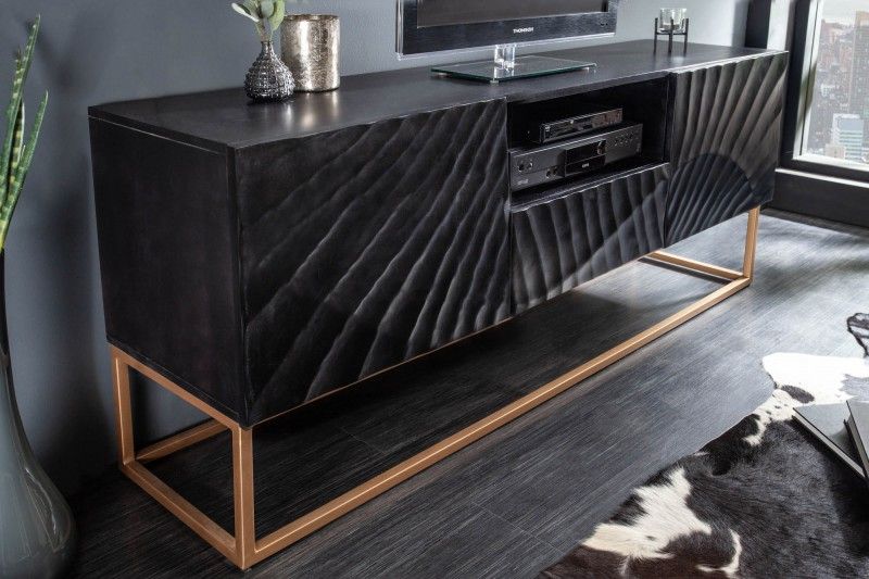 LuxD Dizajnový TV stolík Shayla 160 cm čierny - mango - ESTILOFINA.SK