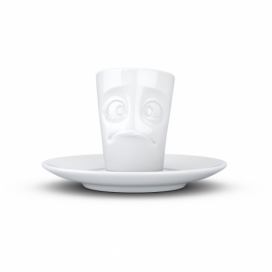 Biely sklamaný porcelánový hrnček na espresso s tanierikom 58products, objem 80 ml