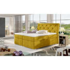 Čalúnená manželská posteľ s úložným priestorom Beneto 180 - žltá