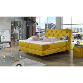 Čalúnená manželská posteľ s úložným priestorom Lazio 180 - žltá