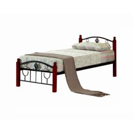 Kovová jednolôžková posteľ s roštom Magenta 90 - čierny kov / tmavý dub