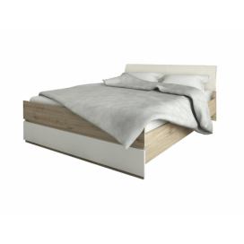 Manželská posteľ s roštom Leksand 160-L - dub wellington / biela