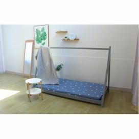 Drevená jednolôžková posteľ s roštom Grosi 90 - sivá