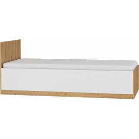 Jednolôžková posteľ s roštom Maximus MXS-19 90 - dub artisan / biely lesk