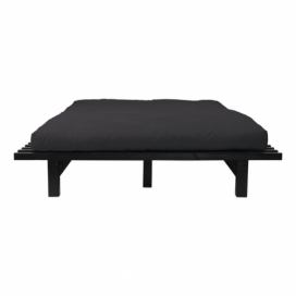 Dvojlôžková posteľ z borovicového dreva s matracom Karup Design Blues Double Latex Black/Black, 180 × 200 cm