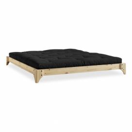 Dvojlôžková posteľ z borovicového dreva s matracom Karup Design Elan Double Latex Natural/Black, 180 × 200 cm