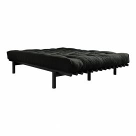 Dvojlôžková posteľ z borovicového dreva s matracom Karup Design Pace Comfort Mat Black/Black, 180 × 200 cm