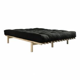 Dvojlôžková posteľ z borovicového dreva s matracom Karup Design Pace Double Latex Natural/Black, 200 × 180 cm