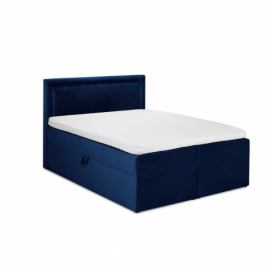 Modrá zamatová dvojlôžková posteľ Mazzini Beds Yucca, 160 x 200 cm