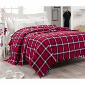 Ľahký bavlnený pléd na posteľ Iskoc Red, 200 x 240 cm