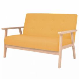 Dvojmiestna sedačka textil / drevo Dekorhome Žltá