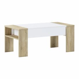 Konferenčný stolík s úložným priestorom Pula - dub sonoma / biela