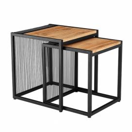 Príručný stolík (2 ks) Rimbo - dub / čierna