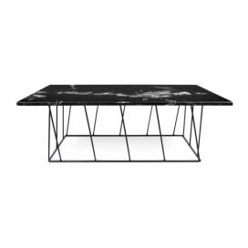 Čierny mramorový konferenčný stolík s čiernymi nohami TemaHome Heli×, 120 cm