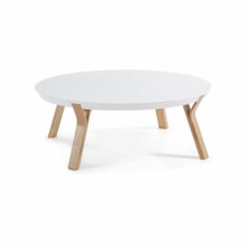 Biely konferenčný stolík La Forma Solid, Ø 90 cm