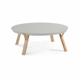Svetlosivý konferenčný stolík s nohami z jaseňového dreva La Forma Solid, Ø 90 cm