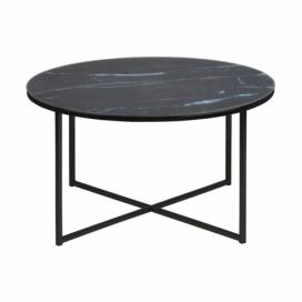 Čierny konferenčný stolík s doskou v mramorovom dekore Actona Alisma, ⌀ 80 cm