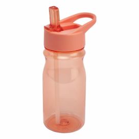 Oranžová fľaša s vrchnákom a slamkou Addis Bottle Coral, 500 ml