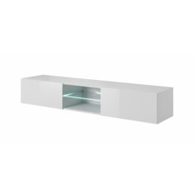 TV stolík na stenu Livo 180W - biela / biely lesk