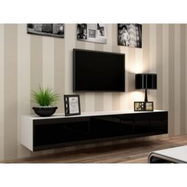 TV stolík na stenu Vigo 180 - biela / čierny lesk