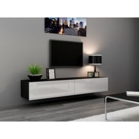 TV stolík na stenu Vigo 180 - čierna / biely lesk