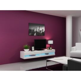 TV stolík na stenu Vigo New 180 - biela / biely lesk