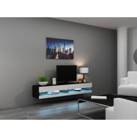 TV stolík na stenu Vigo New 180 - čierna / biely lesk