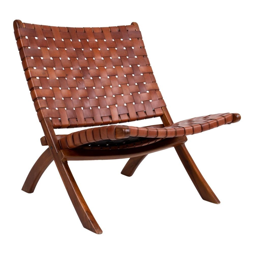 Skladacia stolička z teakového dreva a kože House Nordic Montana - Bonami.sk
