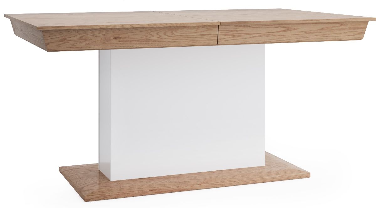 Rozkladací jedálenský stôl Aspen AS-S1 - biely vysoký lesk / dub (Grande 01) - nabbi.sk