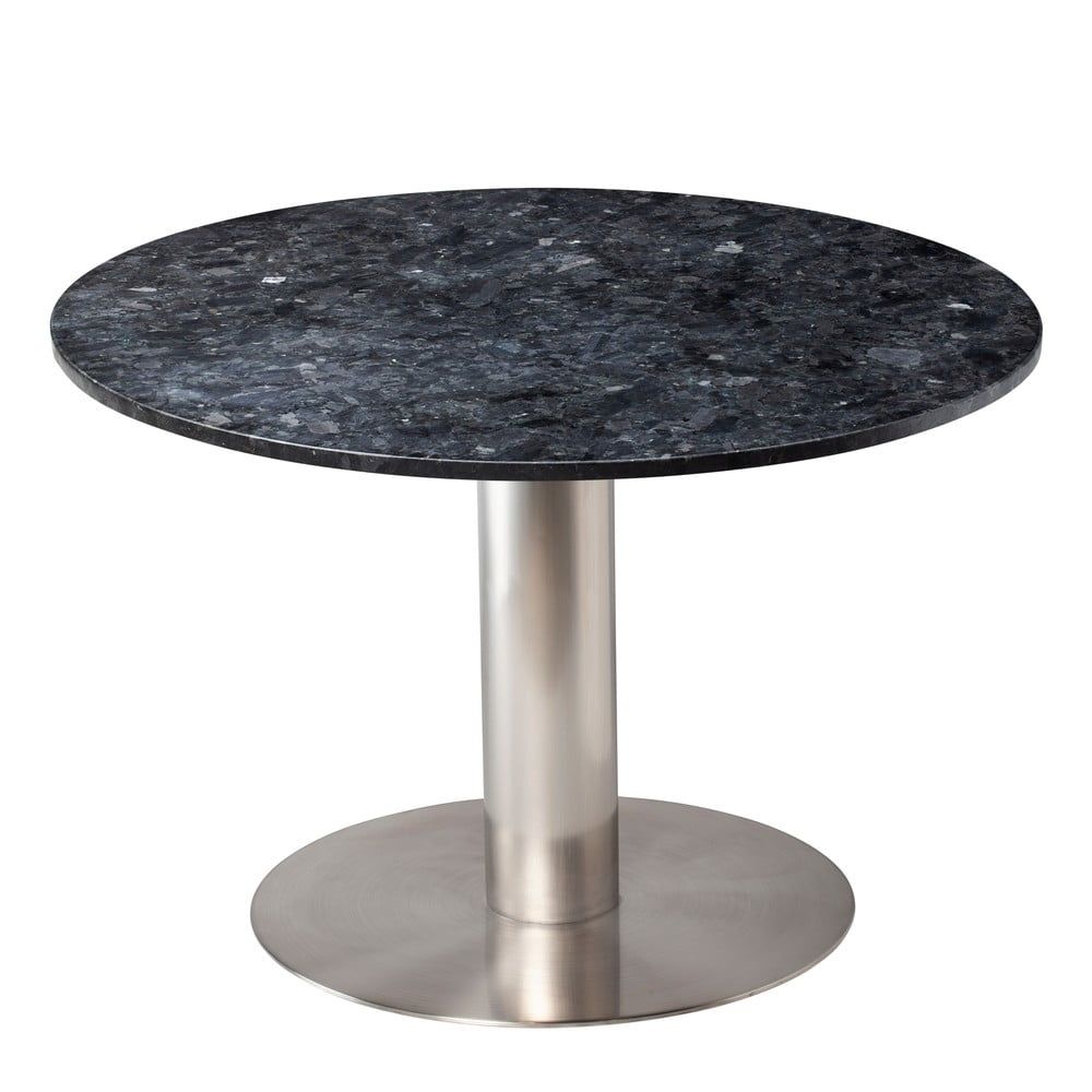 Čierny žulový jedálenský stôl s podnožím v striebornej farbe RGE Pepo, ⌀ 105 cm - Bonami.sk