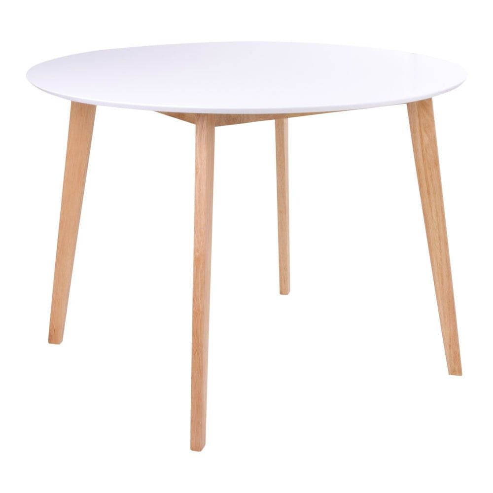 Jedálenský stôl s okrúhlou bielou doskou loomi.design Vojens, ⌀ 105 cm - Bonami.sk