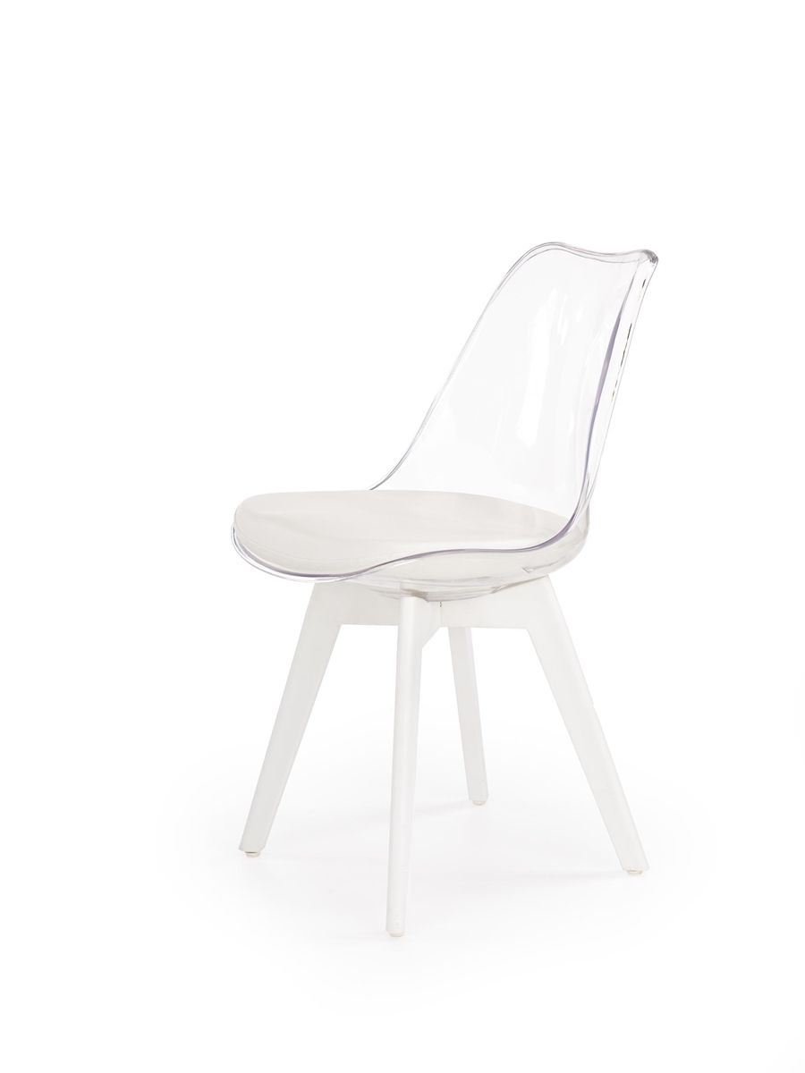 Jedálenská stolička K245 - biela / priehľadná - nabbi.sk