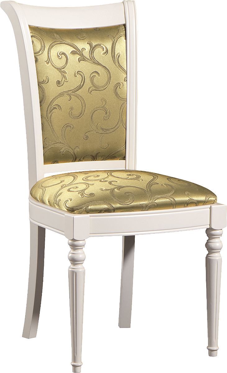 Jedálenská stolička Krzeslo M - biela / zlato-zelený vzor (A4 0304) - nabbi.sk