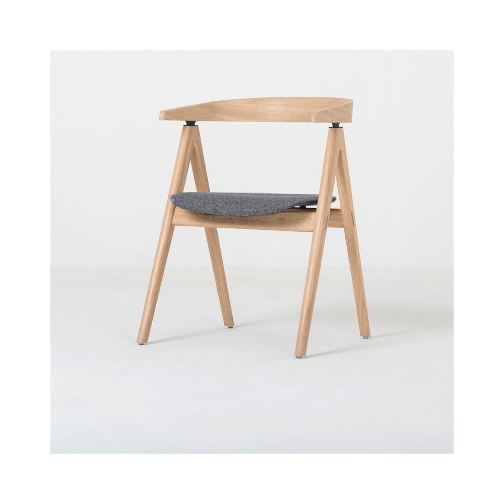 Jedálenská stolička z masívneho dubového dreva so sivým sedadlom Gazzda Ava - Bonami.sk