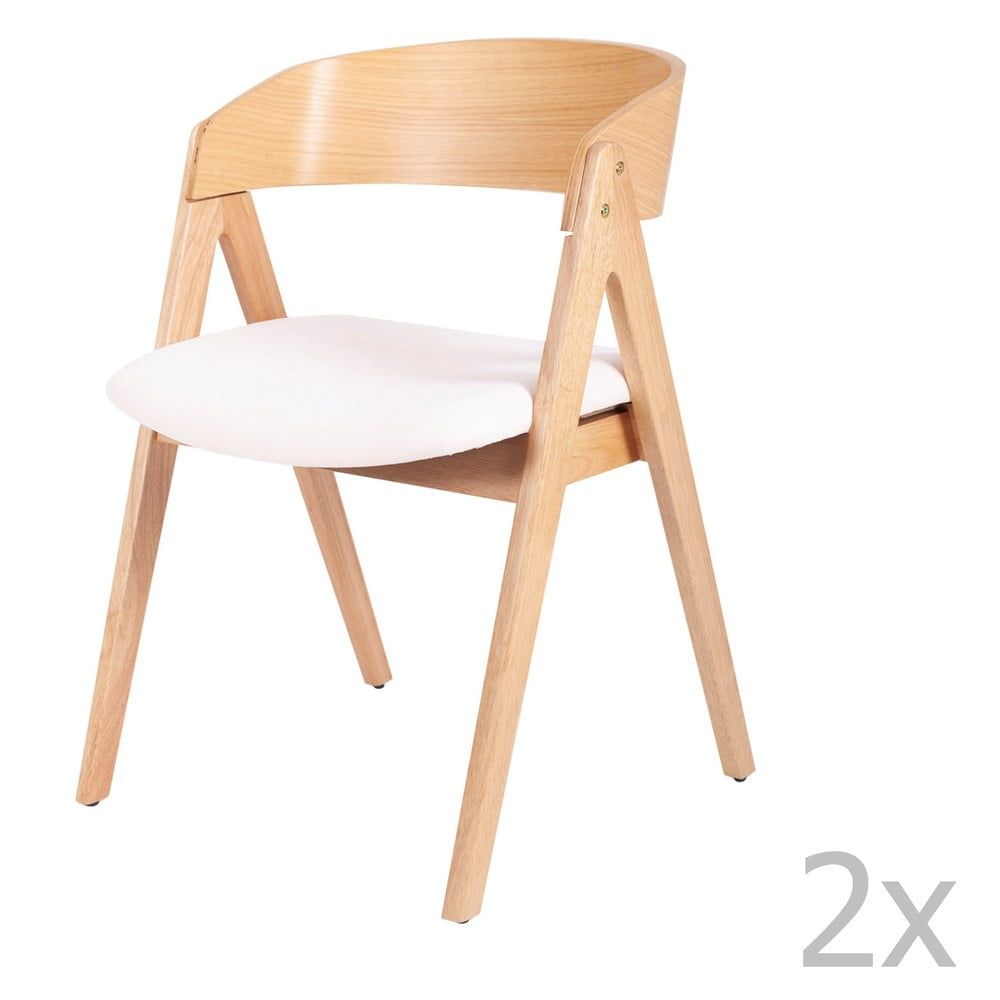 Súprava 2 jedálenských stoličiek z kaučukovníkového dreva s bielym sedákom sømcasa Rina - Bonami.sk