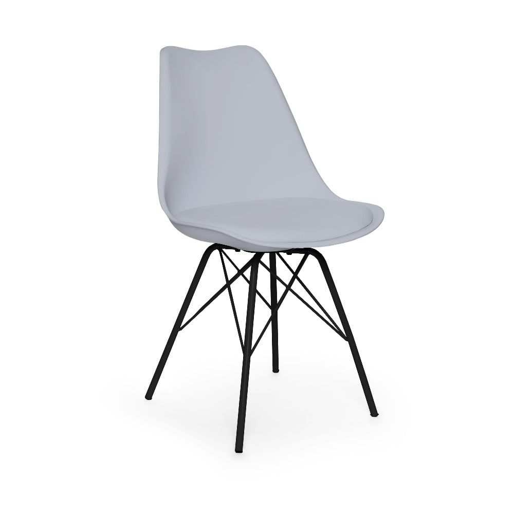 Sivá stolička s čiernym podnožím z kovu loomi.design Eco - Bonami.sk