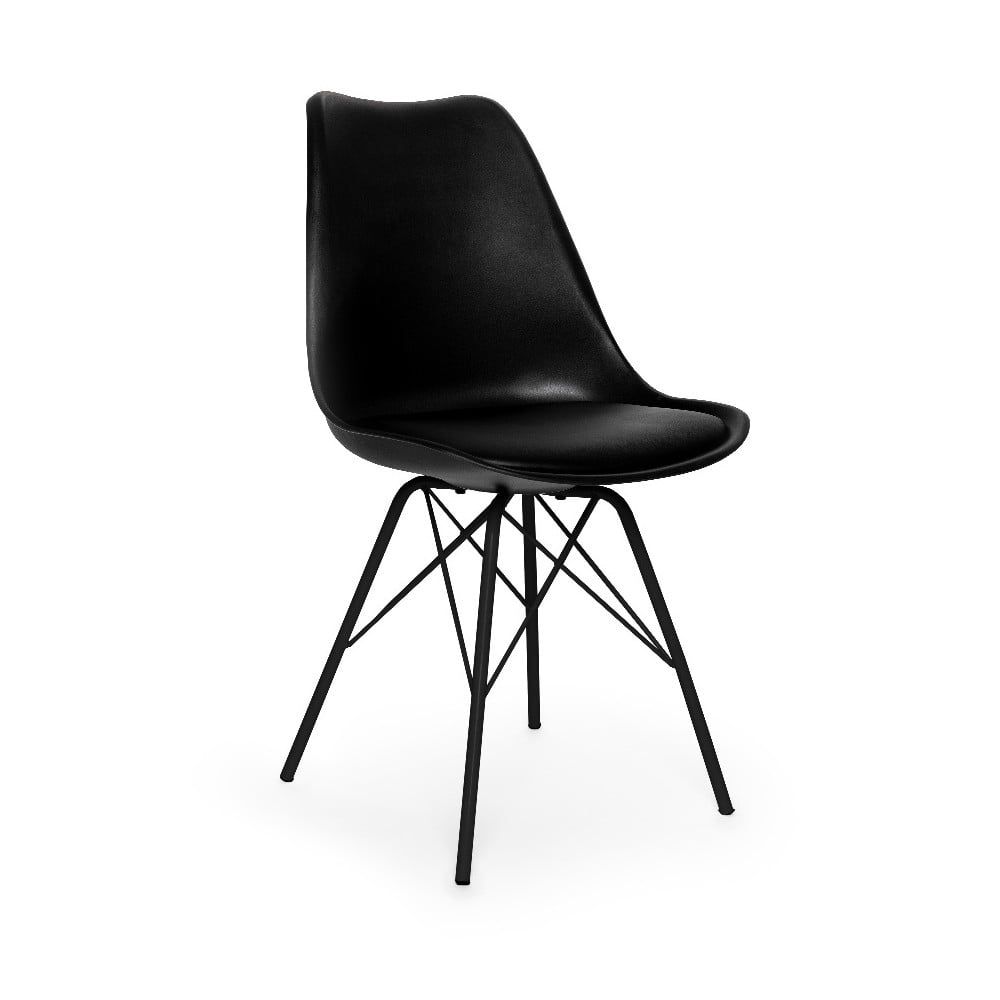 Súprava 2 čiernych stoličiek s čiernou podnožou z kovu loomi.design Eco - Bonami.sk
