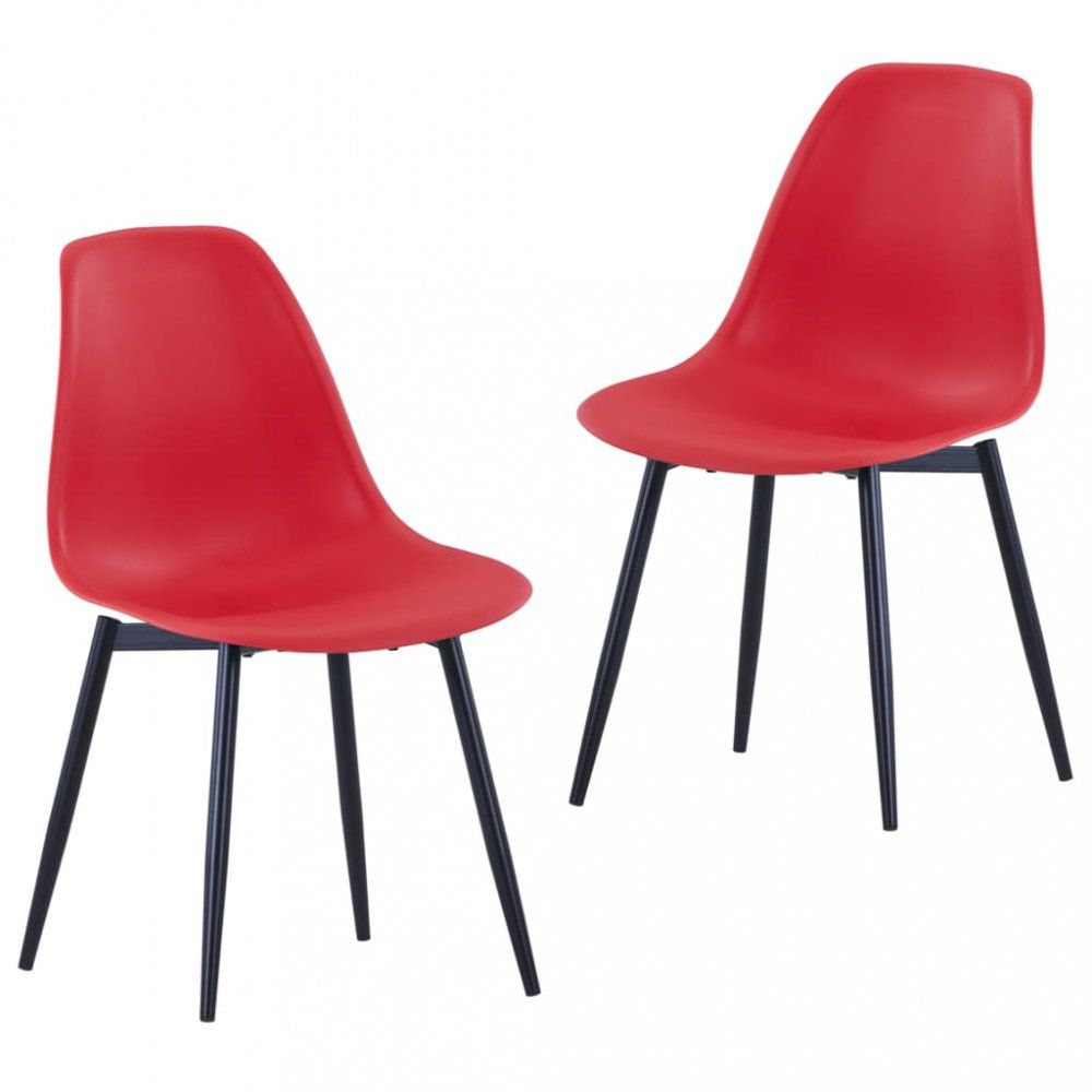 Jedálenská stolička 2 ks plast / kov Dekorhome Červená - dekorhome.sk