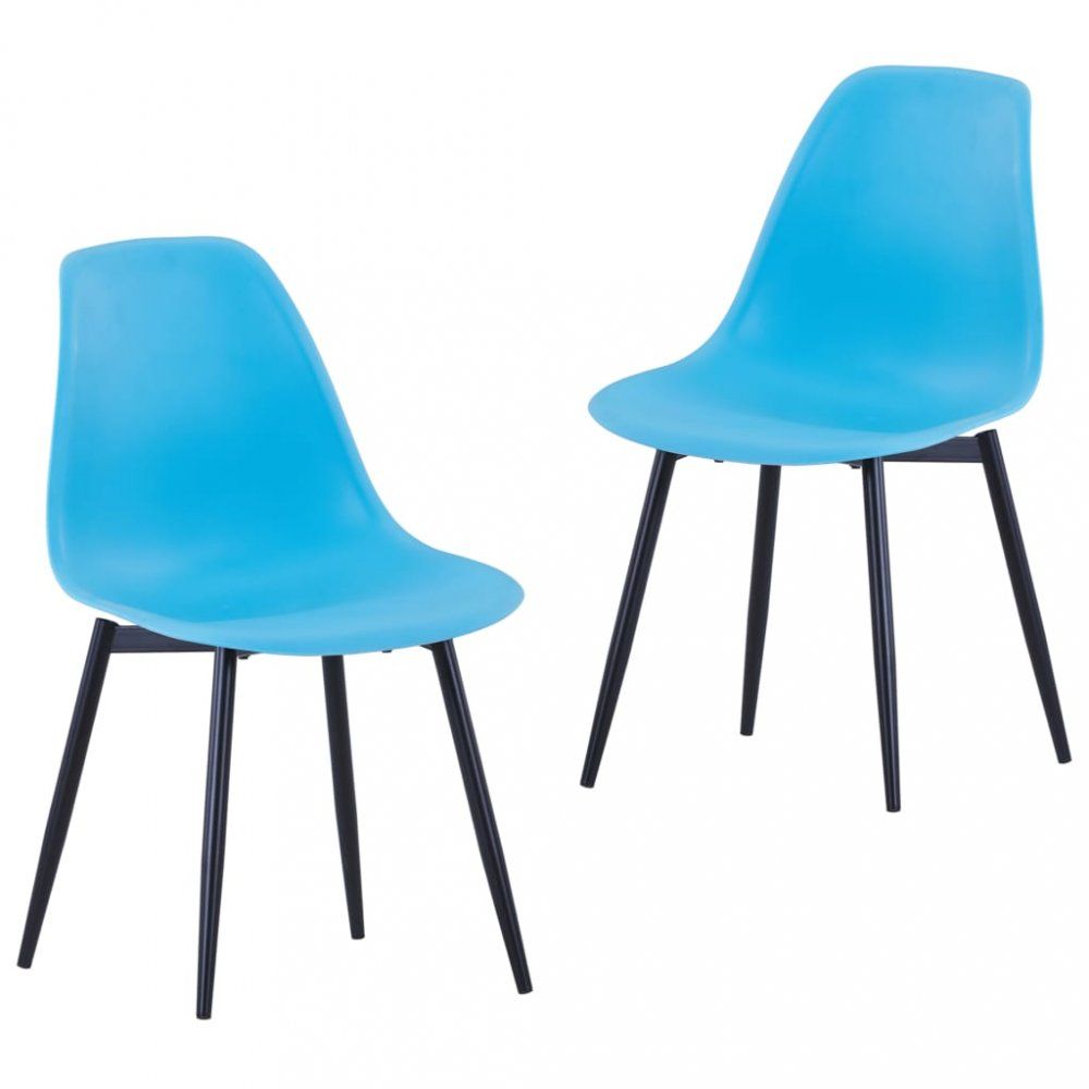 Jedálenská stolička 2 ks plast / kov Dekorhome Modrá - dekorhome.sk
