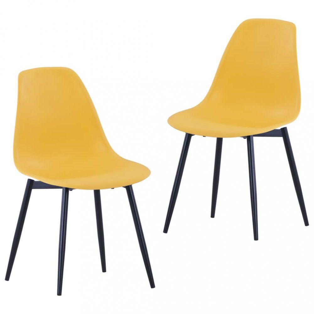 Jedálenská stolička 2 ks plast / kov Dekorhome Žltá - dekorhome.sk