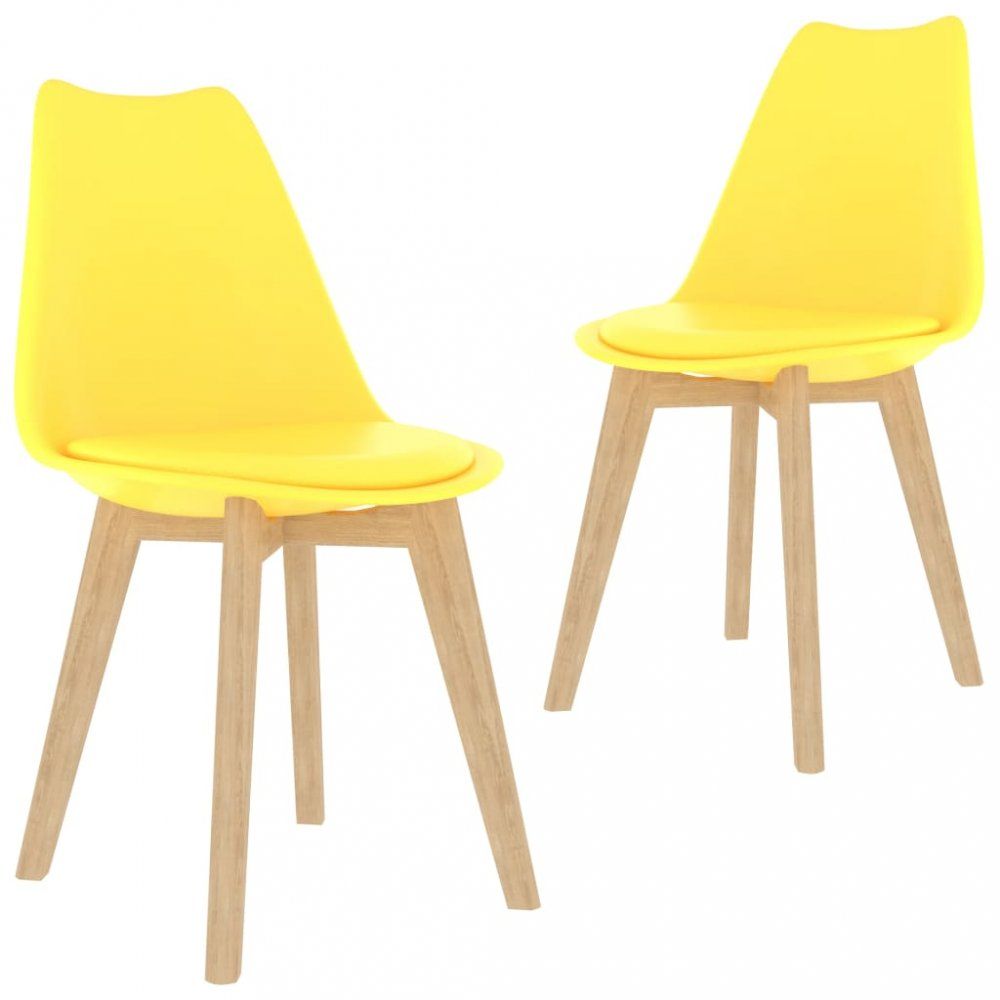 Jedálenská stolička 2 ks plast / umelá koža / buk Dekorhome Žltá - dekorhome.sk