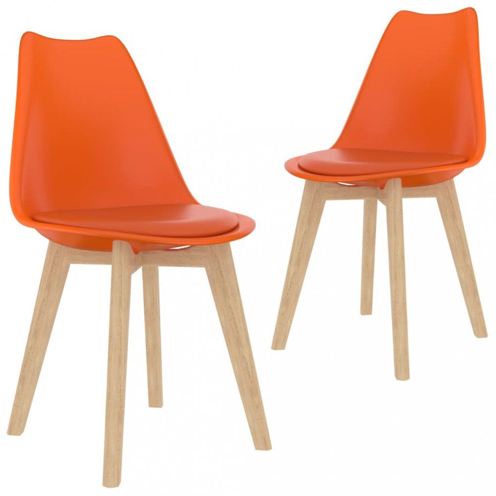 Jedálenská stolička 2 ks plast / umelá koža / buk Dekorhome Oranžová - dekorhome.sk