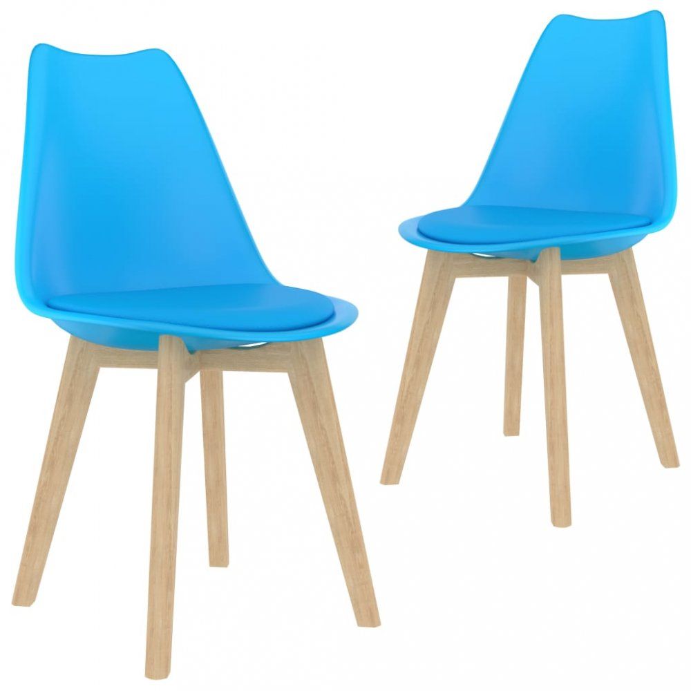 Jedálenská stolička 2 ks plast / umelá koža / buk Dekorhome Modrá - dekorhome.sk