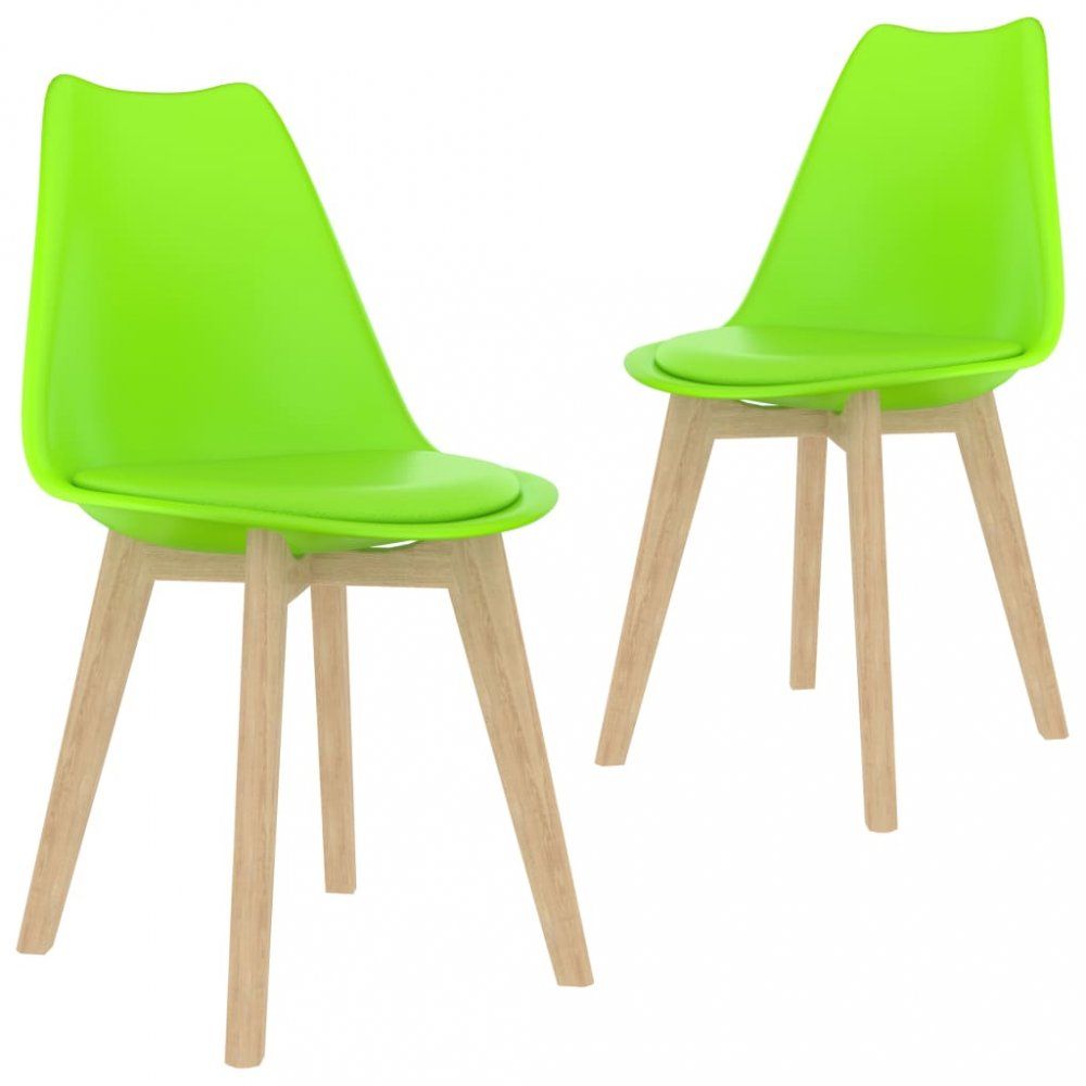 Jedálenská stolička 2 ks plast / umelá koža / buk Dekorhome Zelená - dekorhome.sk