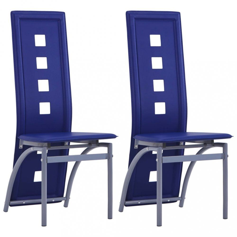 Jedálenská stolička 2 ks umelá koža Dekorhome Modrá - dekorhome.sk