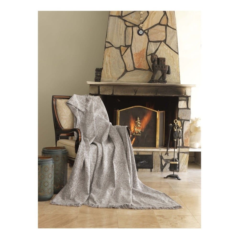 Béžová bavlnená deka mismo Linen, 170 × 220 cm - Bonami.sk