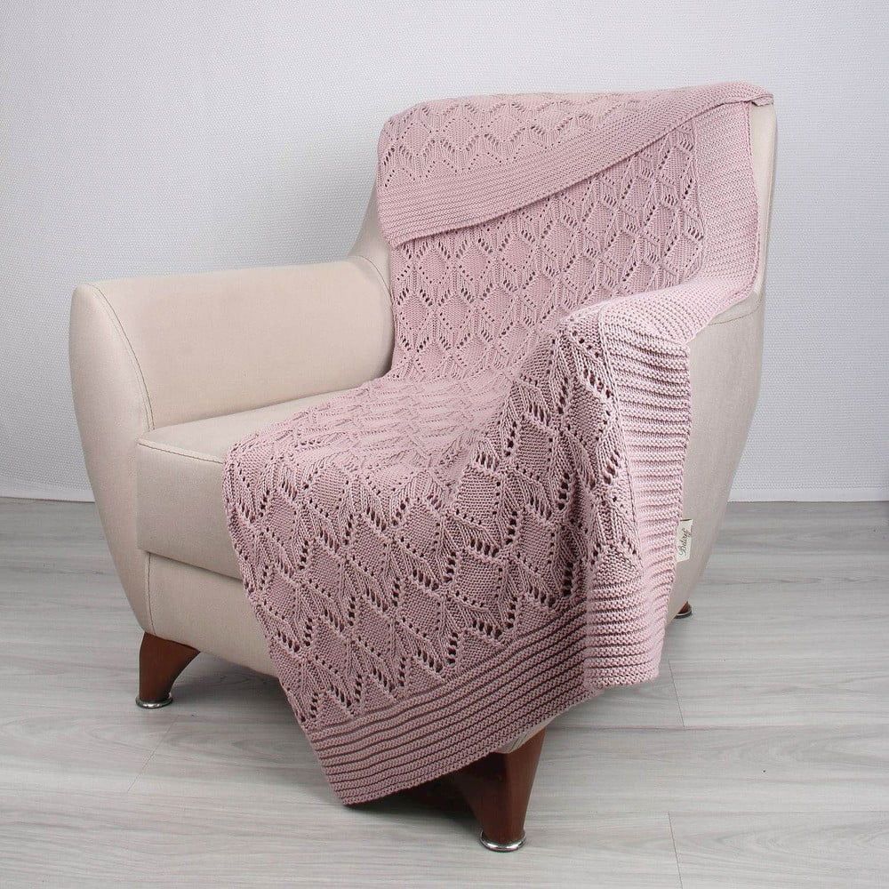 Ružová bavlnená deka Cotton, 170 × 130 cm - Bonami.sk